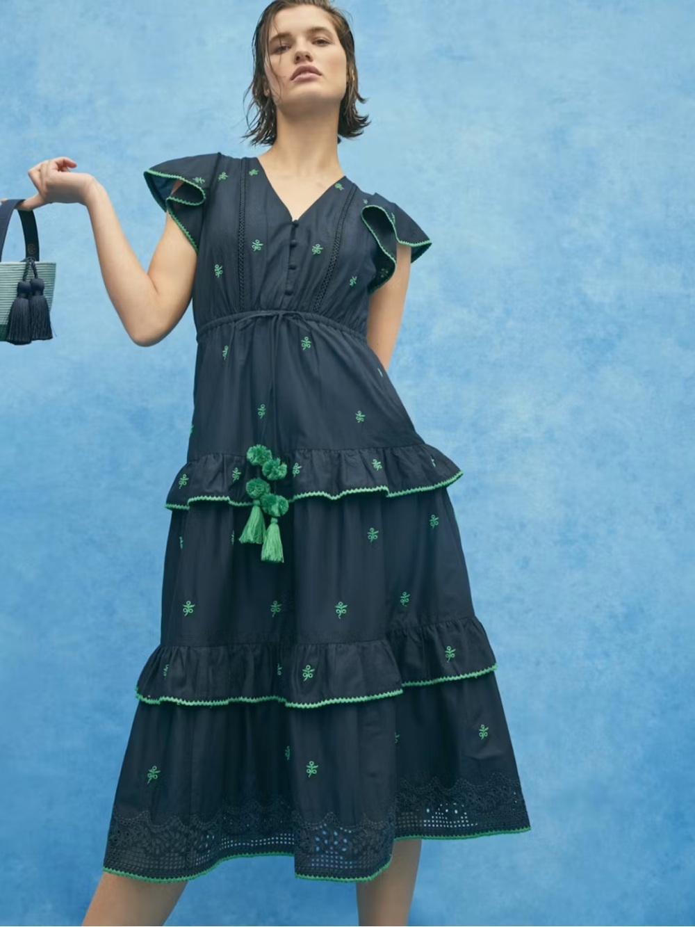 NWT J Crew Embroidered midi dress in cotton voile Size 12